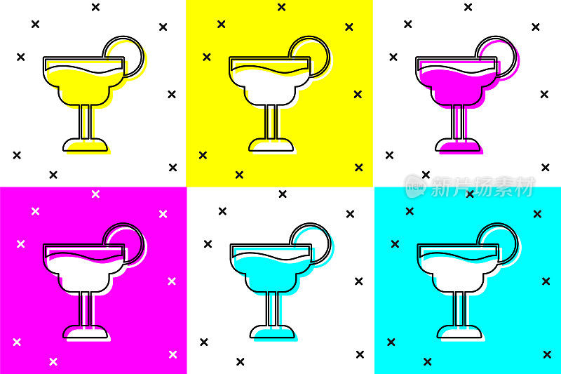 Set Cocktail and alcohol drink icon isolated on color background. Vector